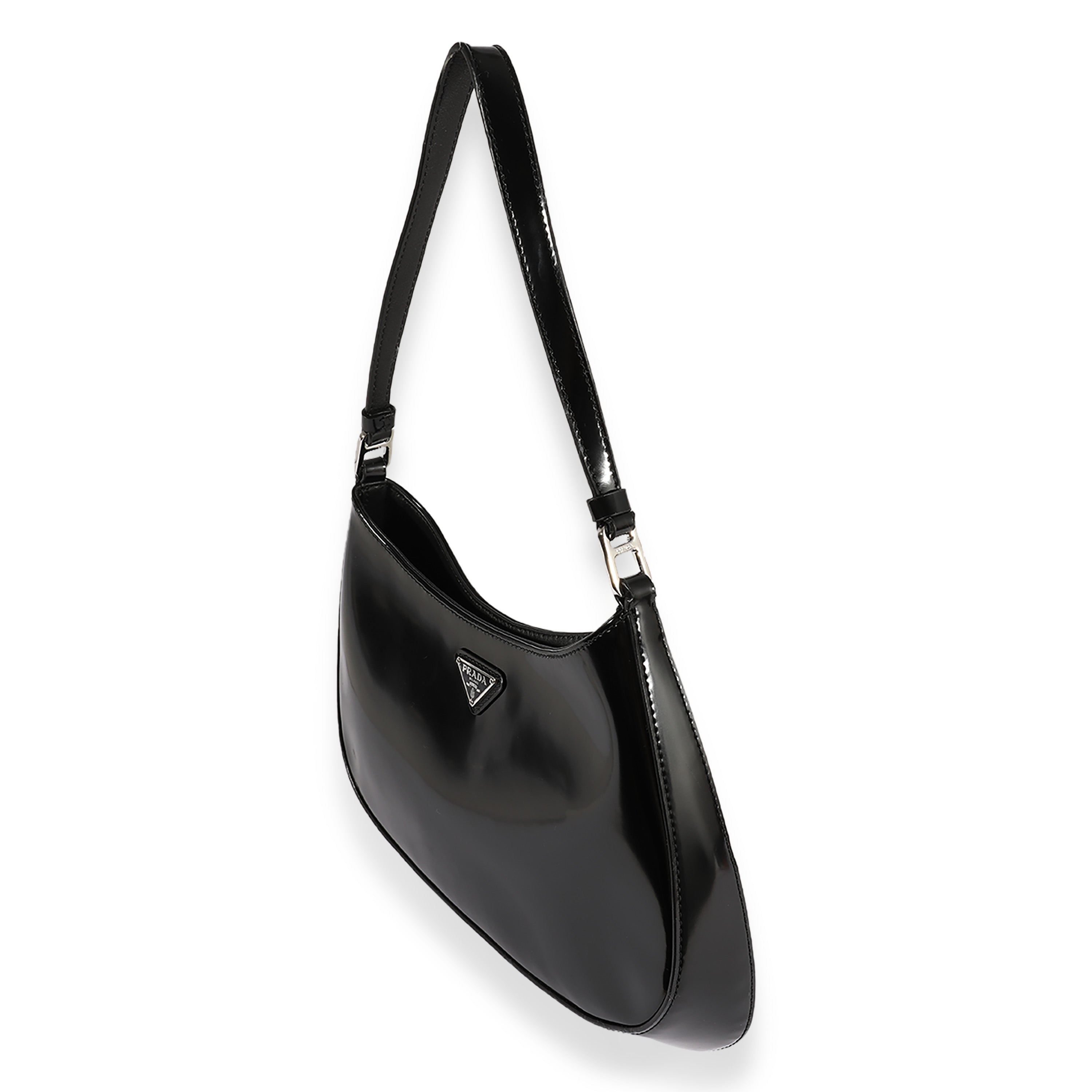 Prada, Black Brushed Leather Cleo Bag