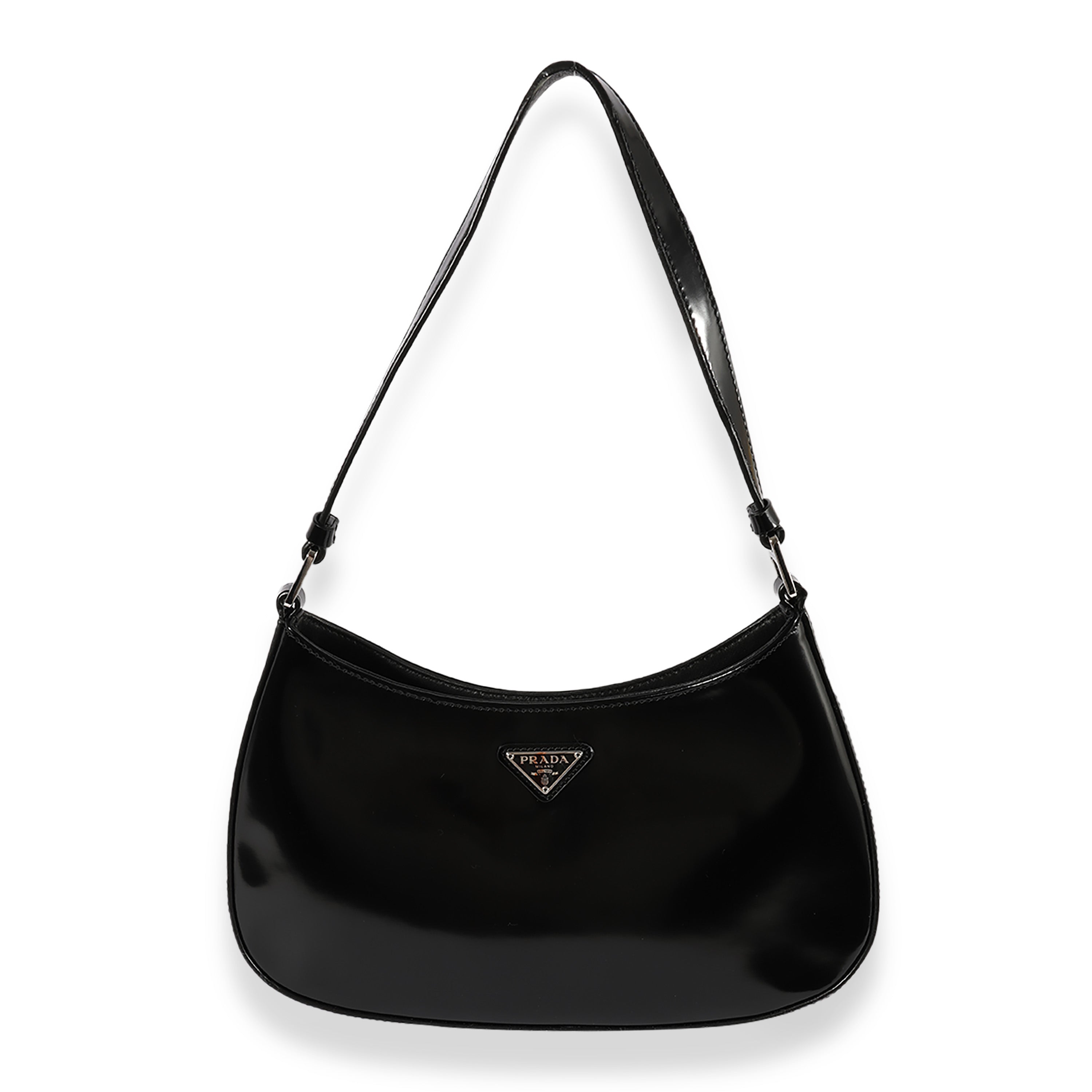 Prada, Black Brushed Leather Cleo Bag