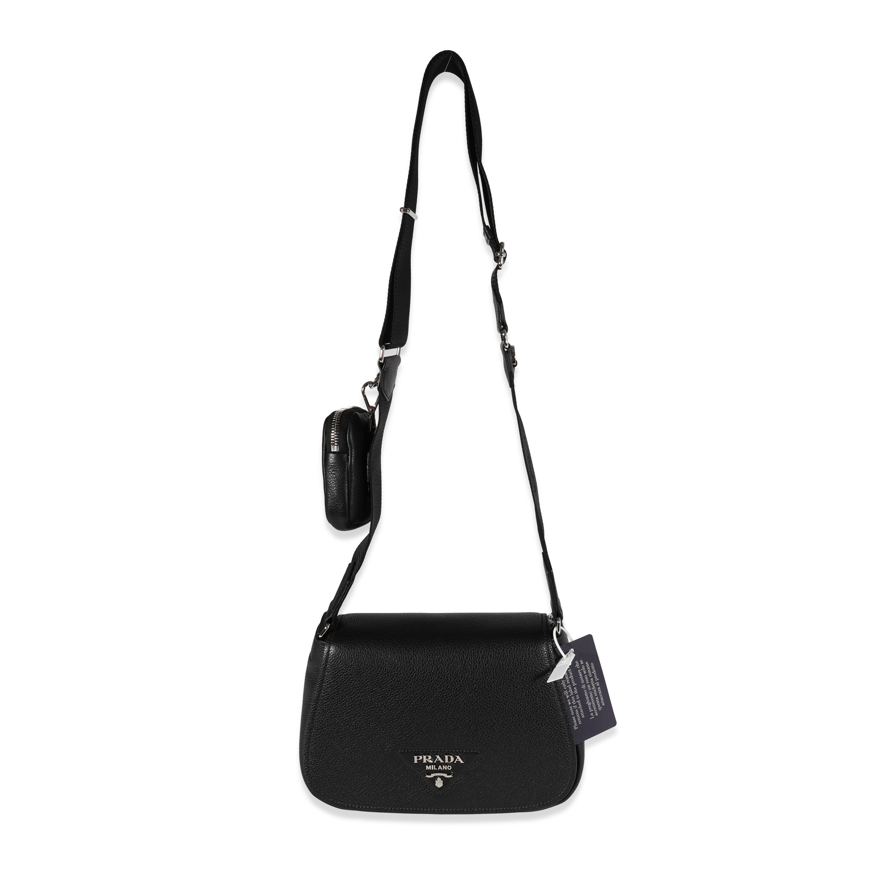 Prada, Black Vitello Daino Soft Leather Shoulder Bag