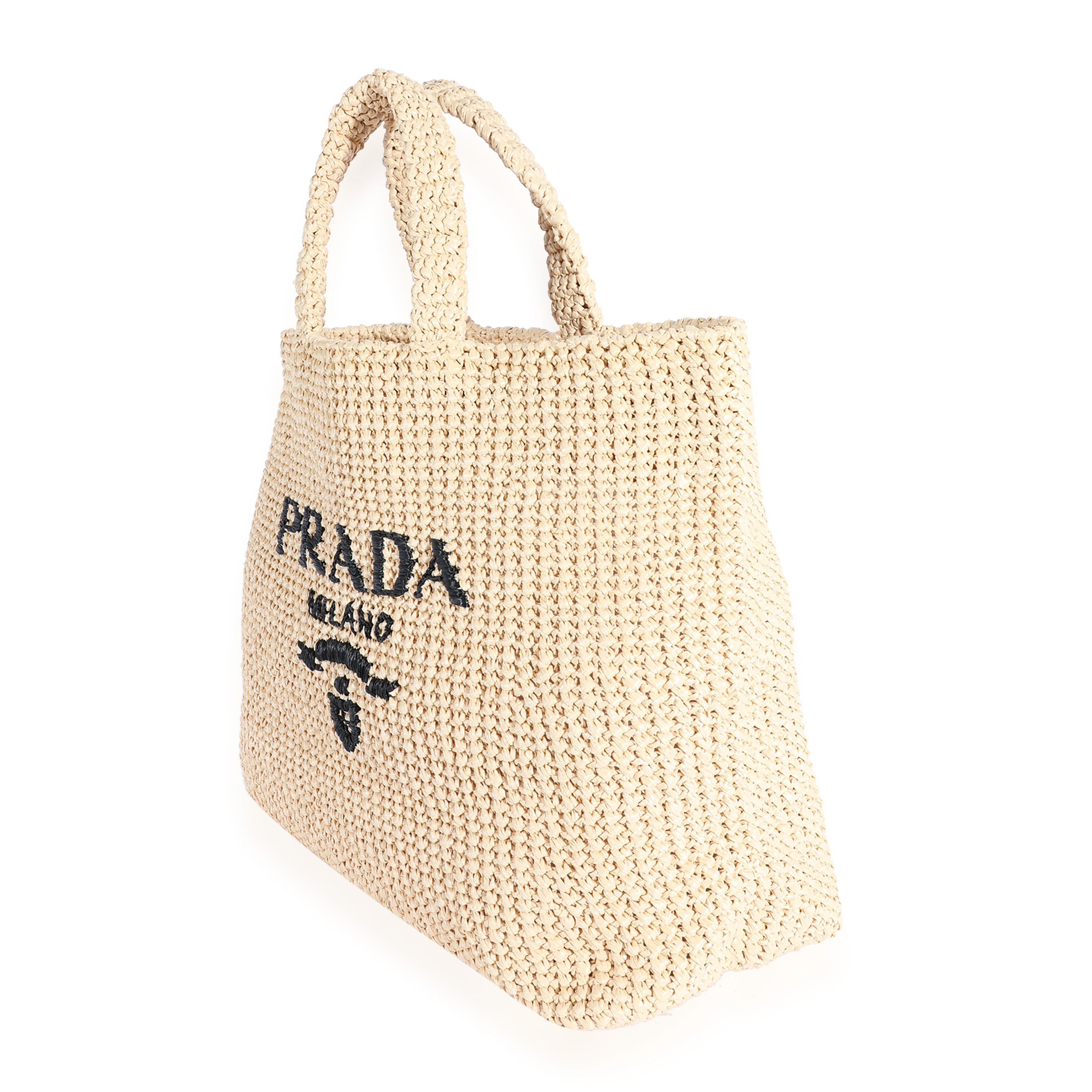 Prada, Natural Raffia Logo Tote