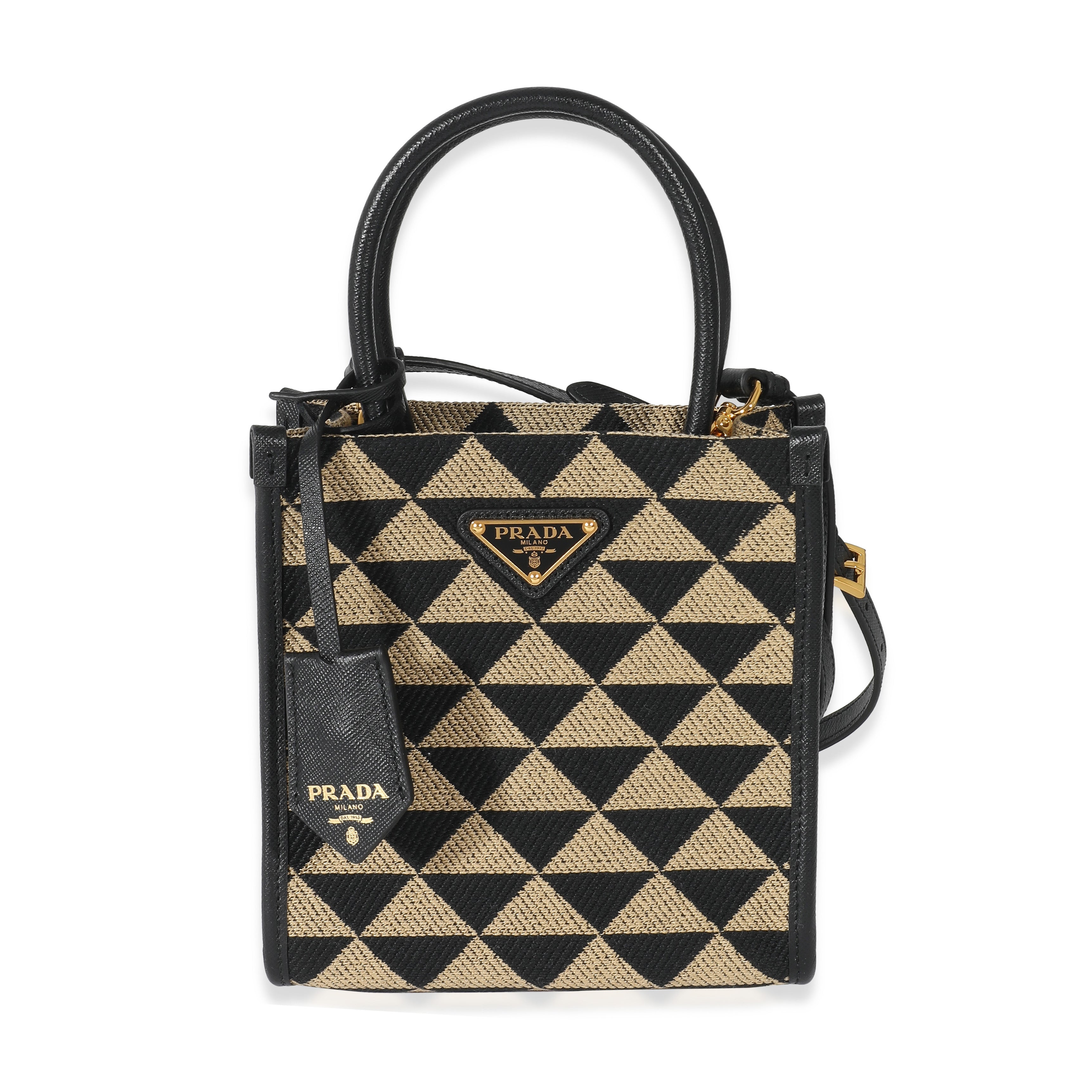 Prada, Prada Beige Black Jacquard Symbole Mini Bag